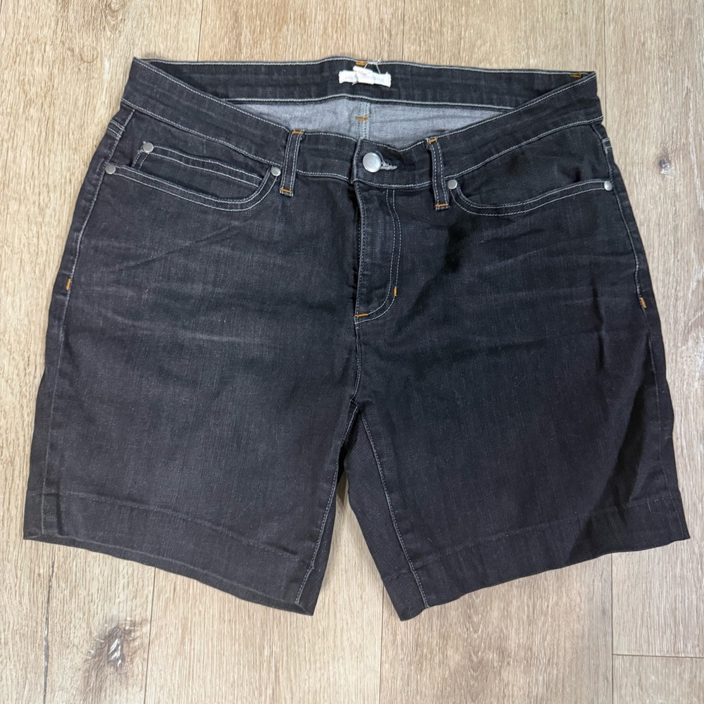 Eileen Fisher Black Denim Mid-Length Jean Shorts